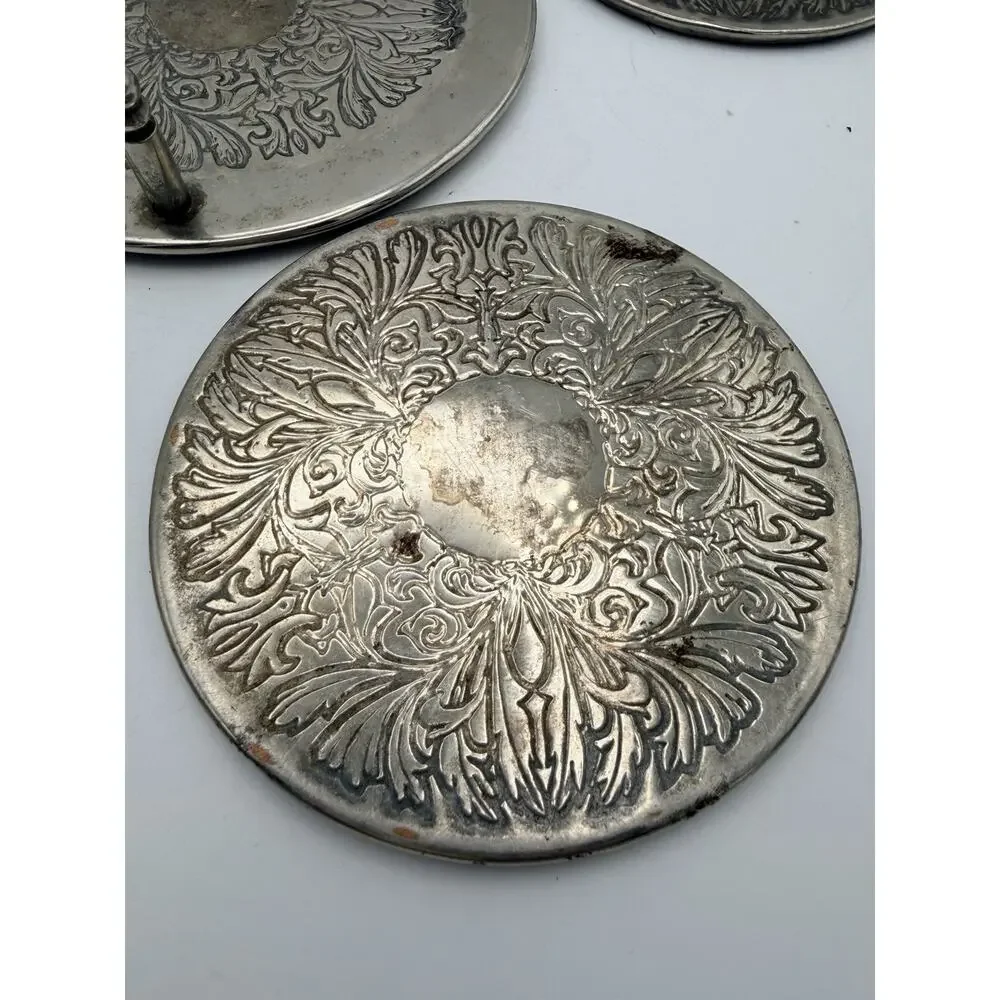 Vintage Set Of 5 Silver Plated Coasters